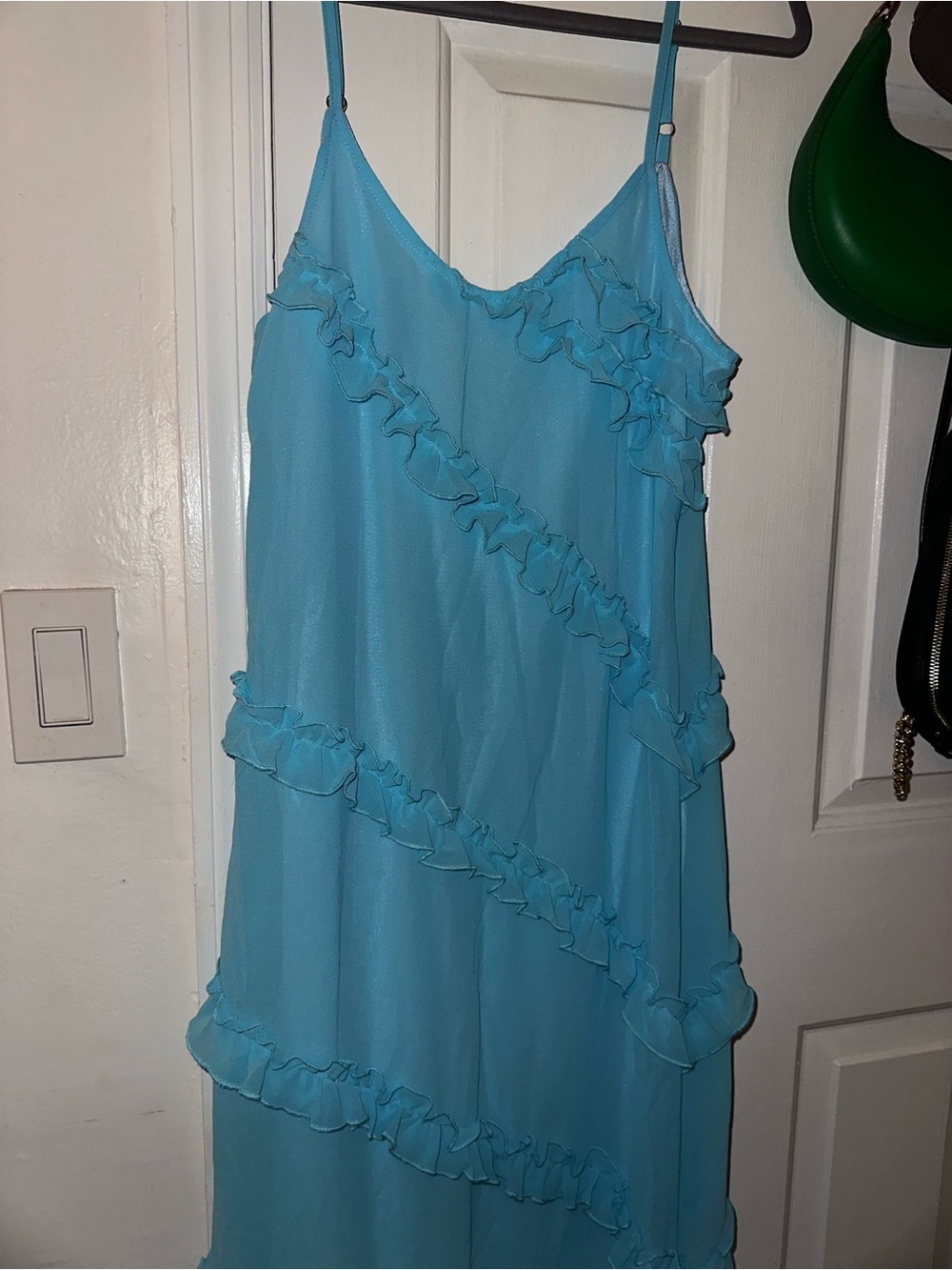 Light Blue Ruffle Slip Dress - Picture 3 of 3